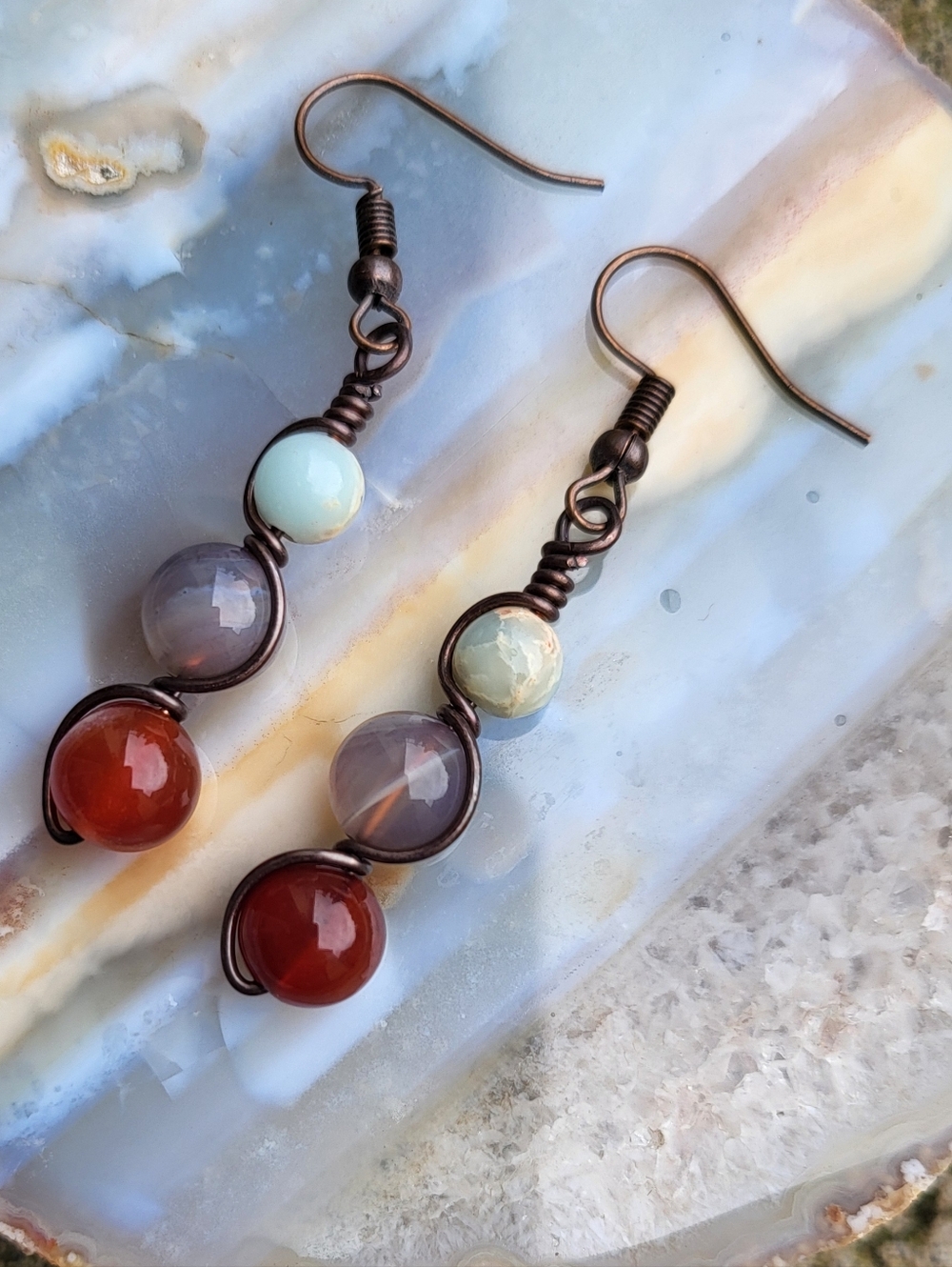 Handcrafted Copper Wire Wrap Earrings